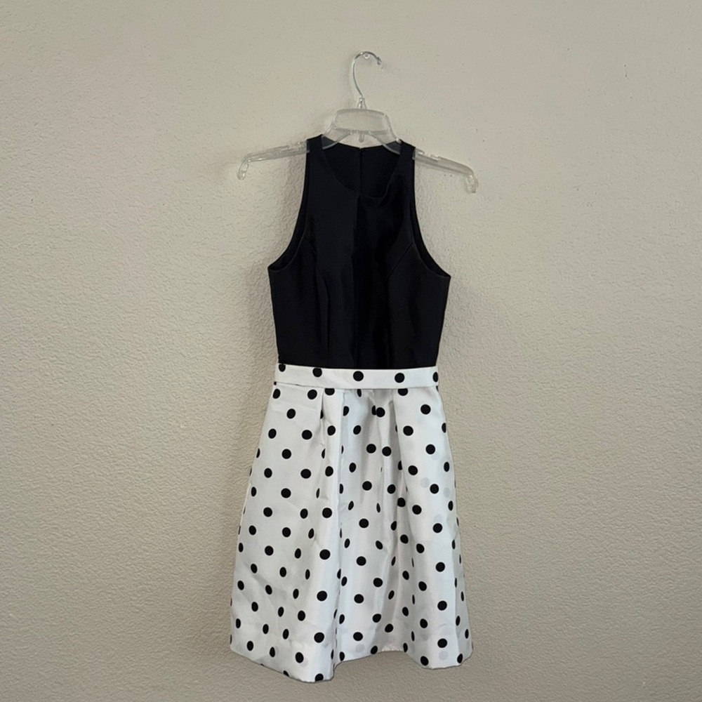 ALFRED SUNG Black and White Polka Dot Dress